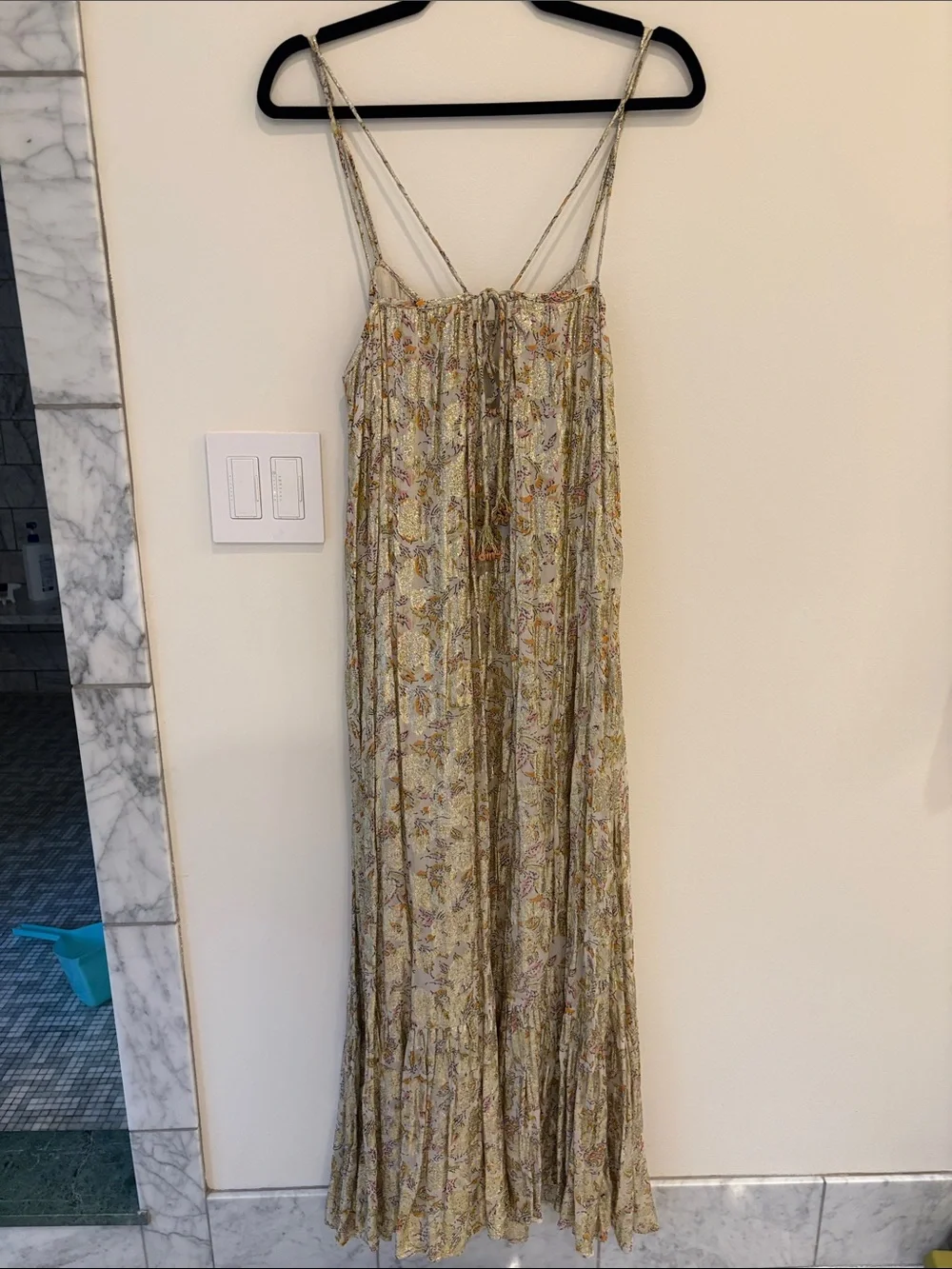 Zara floral gold shimmer maxi dress - Picture 5 of 5